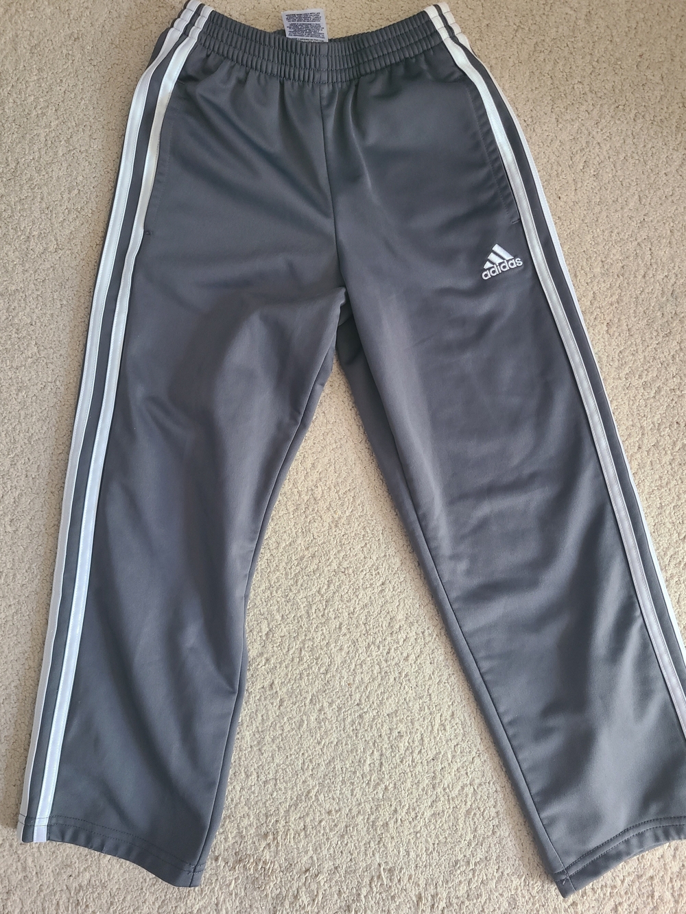 Adidas Kids Gray Jogger Pants with White Side Stripes